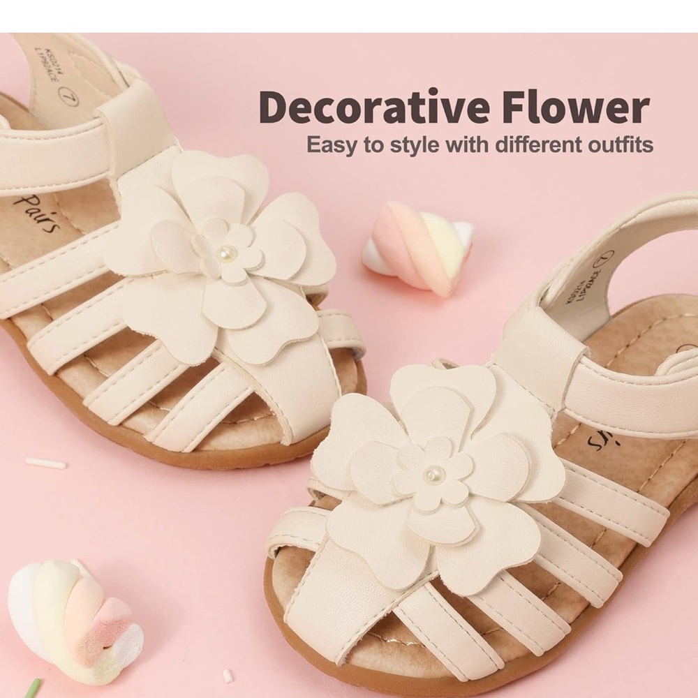 Girls Toddler/Little Kid Closed-toe Flower Summer Sandal Shoes size 7 - Picture 2 of 10